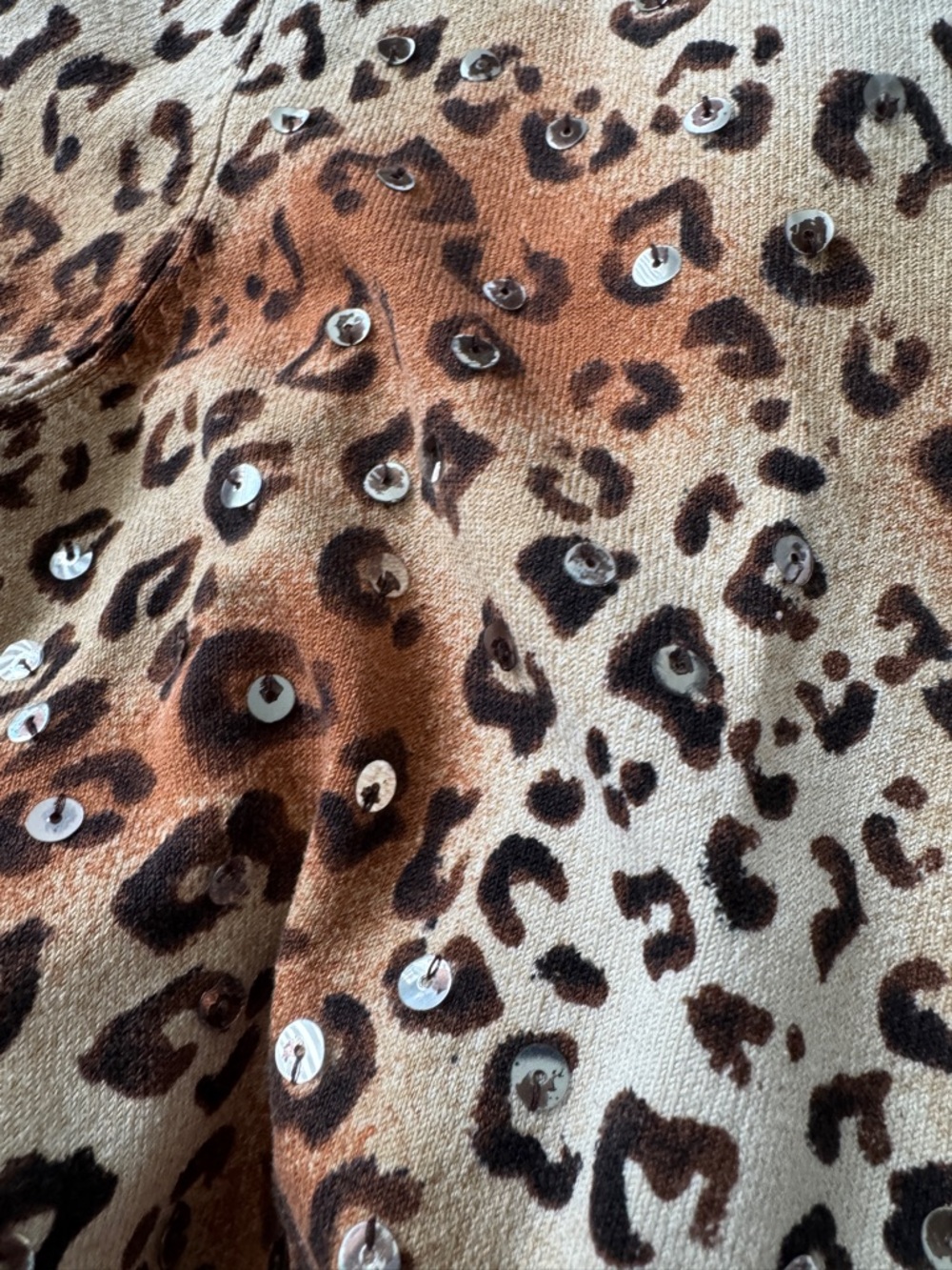 Y2K Style & Co Leopard Print V-Neck Sweater - Beige & Brown Size M - Picture 3 of 5